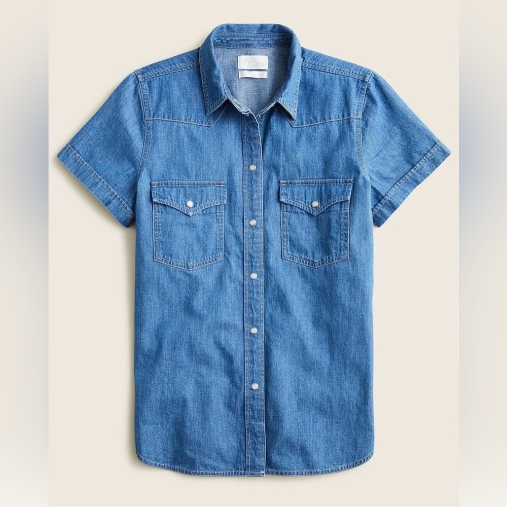 Jcrew short sleeve western chambray top